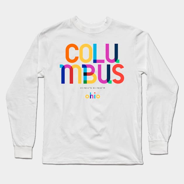 Columbus Ohio Mid Century, Pop Art, Long Sleeve T-Shirt by Hashtagified